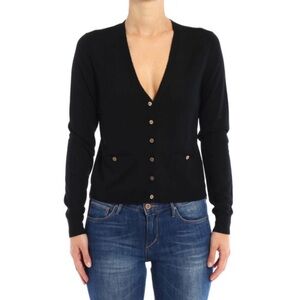 Tory Burch SIMONE Shrunken Wool Cardigan Navy size Small